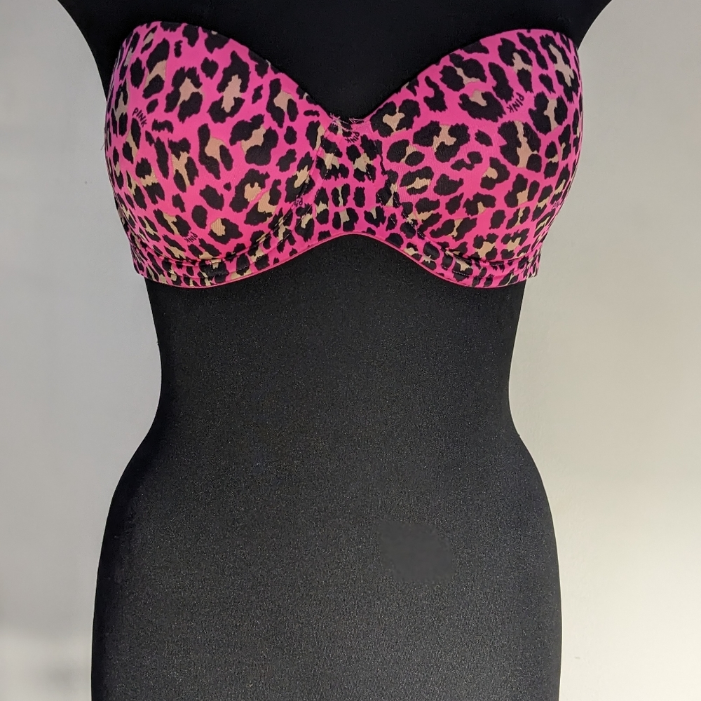 Victoria secret pink cheetah strapless bra
